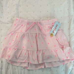 Cat & Jack Light Pink Tiered Skirt with Hot Pink Hearts